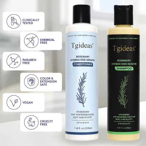 Miniatura 6 de Tgideas Acondicionador capilar de romero para mujeres y hombres, acondicionador desenredante e hidratante con infusión de queratina hidrolizada
