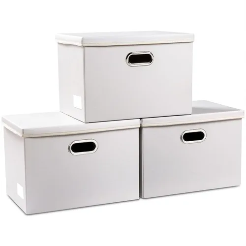 Miniatura 25 de PRANDOM - Cajas de almacenamiento grandes apilables con tapas (paquete de 5 unidades), contenedores organizadores de almacenamiento plegables