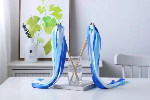 Miniatura 2 de 30 varitas de cinta de encaje para fiestas de cumpleaños de Navidad, varitas de hadas para actividades de boda (verde+encaje)
