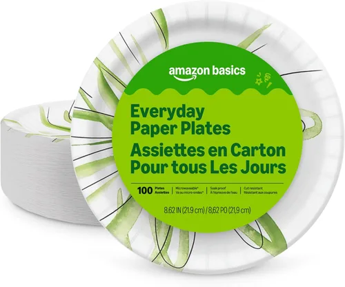 Miniatura 9 de Amazon Basics Platos de papel para uso diario, 8.62 pulgadas, desechables, 300 unidades, el embalaje puede variar