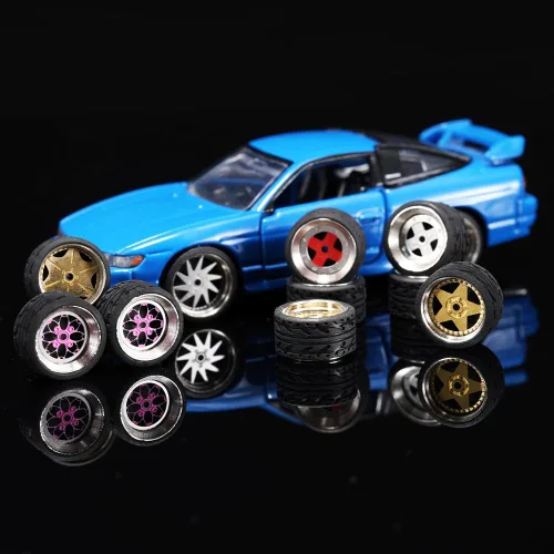 Miniatura 2 de WAVEIST Carlomo 1/64 Escala N-Class Aleaciones de Ruedas y Neumáticos de Goma con Kits de Detalle de Ejes (4 piezas/1 Kit) Piezas Modificadas