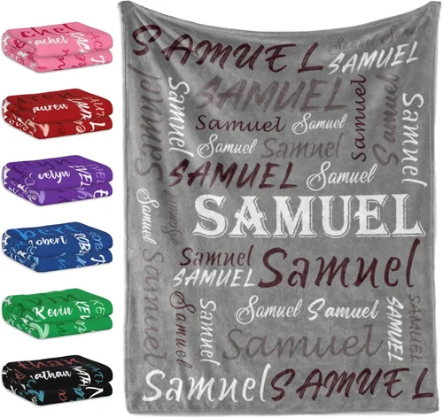 Miniatura 24 de Manta personalizada con tema negro, manta suave y ligera de franela y forro polar con nombre para hombres, mujeres, niños y niñas - Regalos