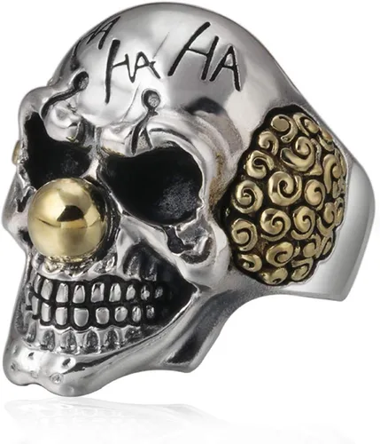 Miniatura 2 de Anillo de calavera para hombres, anillo de calavera de Joker, anillo gótico de calavera de payaso o para fiesta de cóctel, anillo de calavera