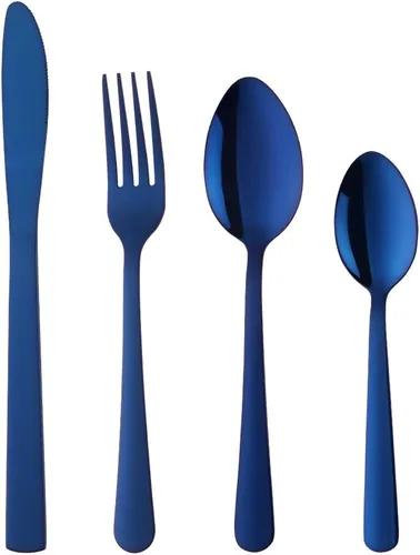 Miniatura 23 de BuyGo - Juego de cubiertos de acero inoxidable de 32 piezas, juego de 8 cubiertos, incluye cuchillo, tenedor, cuchara, cuchara de té para 8 personas