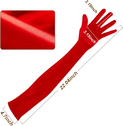 Miniatura 4 de Guantes largos de fiesta de ópera para mujer, guantes de satén de los años 20 y 20, disfraces hasta el codo, vestido de noche nupcial, 22 pulgadas