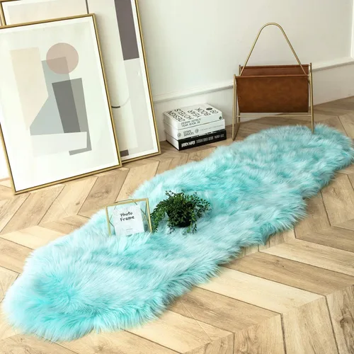 Miniatura 147 de Ashler Home Deco - Tapete de pelo sintético de oveja, mullido, suave, de 2 x 3 pies, lavable a máquina, dormitorio, habitación de los niños, sala