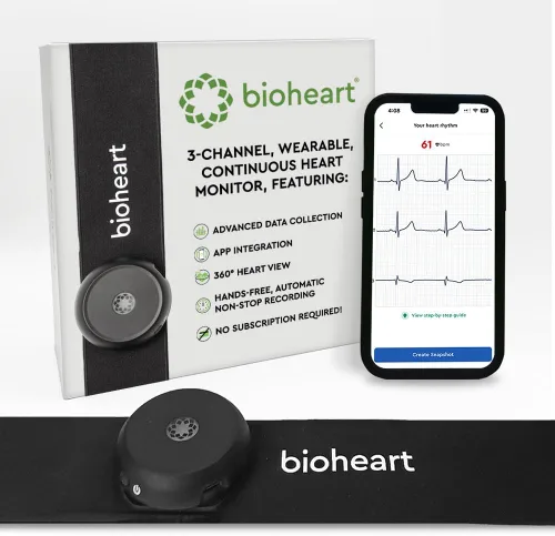 Bioheart | Monitor de frecuencia cardíaca continuo 24/7 | Sin necesidad de receta | Dispositivo inteligente portátil | Correa para el pecho |