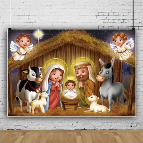 Miniatura 3 de Telón de fondo de Navidad de 7 x 5 pies, para decoración de juegos de iglesia, telón de fondo de fotos de fiesta de Navidad