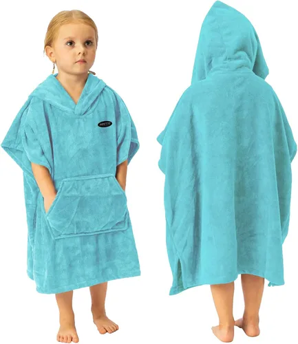 MWTA Poncho de surf con capucha, traje de neopreno de microfibra gruesa que cambia con bolsillo para deportes acuáticos, hombres y mujeres Azul