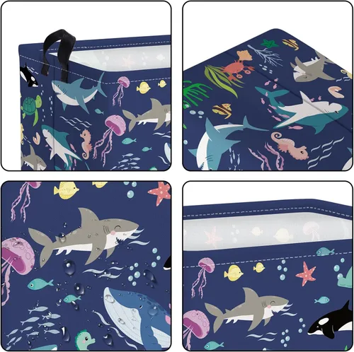 Miniatura 5 de Clastyle Cesta de bebé de tortuga marina con peces y estrellas de mar de coral océano, estrellas de mar, para libros, para libros, impermeable