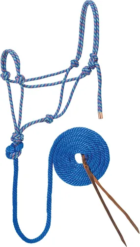 Weaver Leather Cuerda trenzada de diamante halter y plomo Azul/Naranja/Lima
