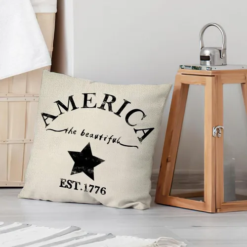 Miniatura 6 de Funda de almohada decorativa de 4 de julio de 1776 con diseño patriótico de América Est. 1776, decoración rústica del hogar, funda de cojín