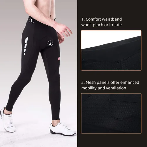 Miniatura 4 de Souke Sports 4D - Mallas de ciclismo para hombre, acolchadas 4D, transpirables, largas