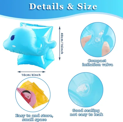 Miniatura 4 de Skylety 8 flotadores inflables de natación para niños, mangas flotantes, anillos flotantes para brazos de natación para niños y niñas