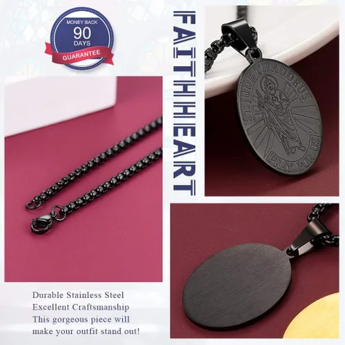 Miniatura 5 de FaithHeart Collar de San CristóbalJudeJosephAnthonyThomasBenedictoPatricio collar de acero inoxidable medalla de santos católicos patronos joyería