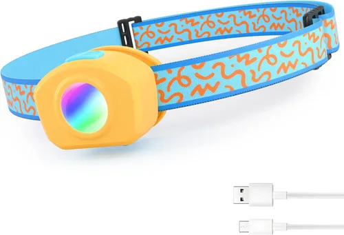 Miniatura 10 de EverBrite Linterna frontal LED recargable para niños con modo RGB y diadema ajustable, 3 modos multicolor para acampar, leer, explorar, Halloween