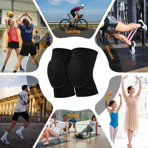 Miniatura 6 de Rodilleras de voleibol para bailarines, rodilleras suaves y transpirables para hombres, mujeres, niños, rodilleras protectoras para voleibol, Negro