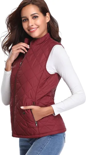 Miniatura 2 de Fuinloth - Chaleco acolchado para mujer, diseño de cuello alto, ligero, con cierre