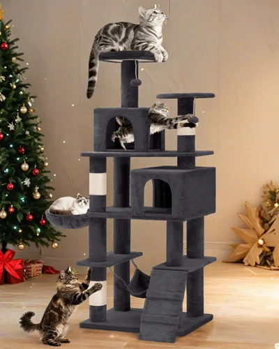 Miniatura 10 de YITAHOME Árbol para gatos de varios niveles de 44 pulgadas para gatitos de interior, muebles para gatos con postes para rascar, perca de felpa