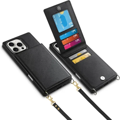 Miniatura 29 de Vofolen Funda para iPhone 11 con tarjetero con bloqueo RFID, correa ajustable, cierre magnético, resistente, a prueba de golpes, funda protectora