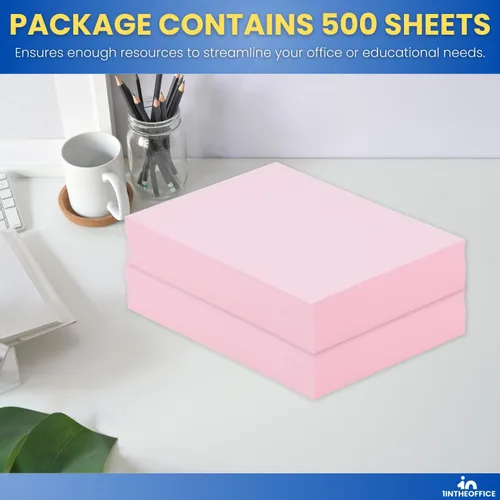 Miniatura 7 de 1InTheOffice Papel de copia rosa, papel de impresora de color, 8.5 x 11 pulgadas, tamaño carta, densidad de 20 libras, paquete de 500