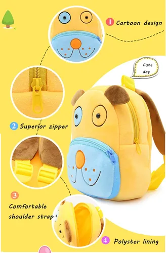 Miniatura 4 de Ladyzone Mochila para niños pequeños con diseño de animales del zoológico, bonita bolsa de felpa de dibujos animados de 10 pulgadas para niños