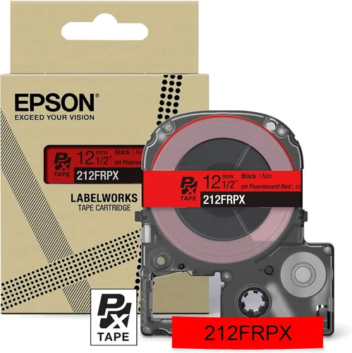 Miniatura 34 de Epson LABELWORKS 212RBBPX Cartucho de Cinta PET (Poliéster) Genuino - Cinta de Etiquetadora de Diseño para Artesanía en Cinta Negra sobre Azul