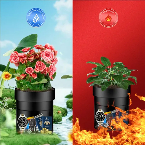 Miniatura 6 de Sdstone Fireresistant - Maceta impermeable con cerradura de llave, acero inoxidable secreto oculto, perfecta para ocultar los objetos de valor
