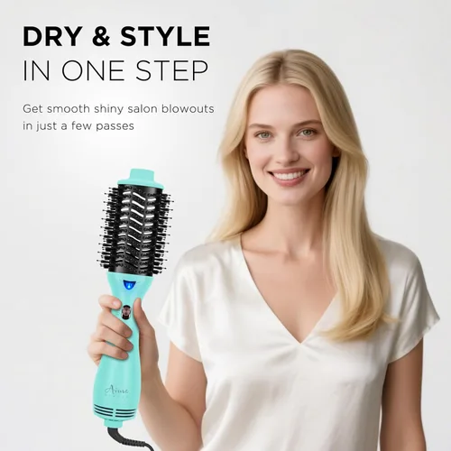 Miniatura 2 de Aima Beauty - Cepillo de aire caliente, secador de pelo profesional de un solo paso y voluminizador 4 en 1, tecnología iónica negativa Verde claro