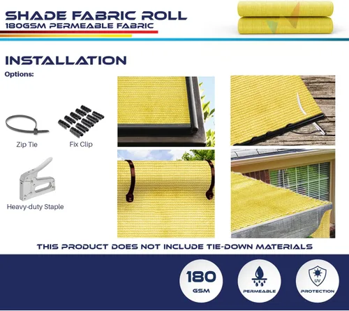 Windscreen4less pantalla de protección solar de tela, rollo de tela que bloquea los rayos UV en un 95%, de 6 pies, Amarillo canario