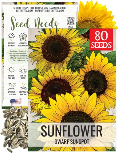 Miniatura 30 de Seed Needs Semillas de girasol para plantar girasoles de manchas solares enanas, semillas de flores de corte anual de polinización abierta