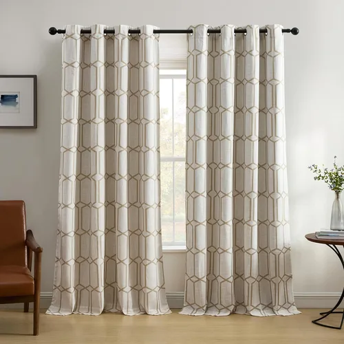 Miniatura 11 de Elrene Home Fashions Kaiden - Cortina geométrica de oscurecimiento de habitación, panel único, 52" ancho x 84" largo (1 panel), negro