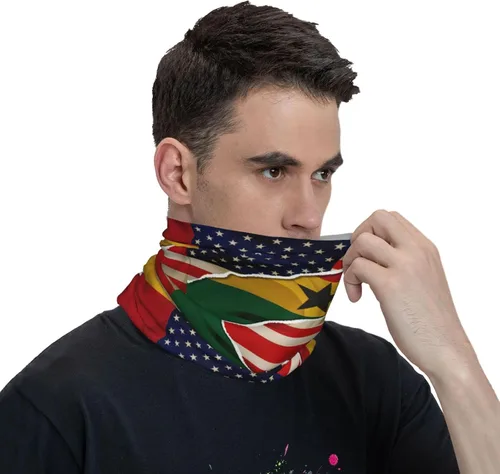 Miniatura 6 de Neck Gaiter Ghana Ghanaian American Flag USA Friendship Face Cover Scarf Uv Sun Protection Balaclava Head Mask for Men Women Fishing Mask Hiking