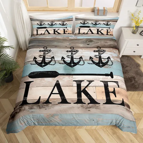 Miniatura 10 de Erosebridal Funda de edredón náutica para niños y niñas, juego de ropa de cama azul y blanco oceánico, funda de edredón de tabla de surf Hawaii