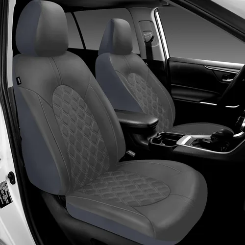 Miniatura 2 de CAROMOP Juego de fundas de asiento delantero de automóvil de piel sintética de lujo, fundas de asiento de automóvil impermeables antimanchas