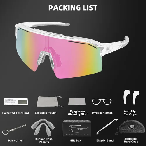 Miniatura 7 de Gafas de sol deportivas para hombres y mujeres irrompibles con protección UV400, gafas de béisbol para correr, ciclismo Rosa
