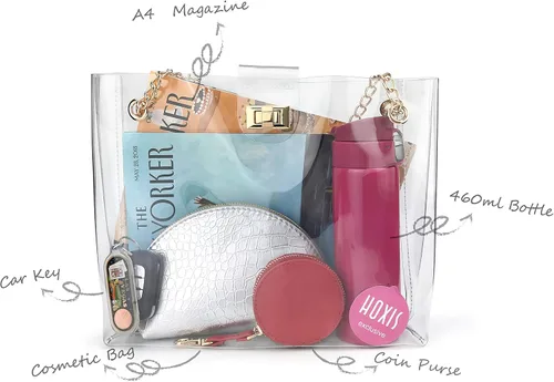 Miniatura 4 de Bolso tote de cadena transparente multifunción con bloqueo de giro para mujer