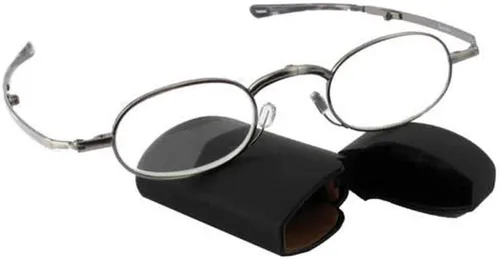 Miniatura 7 de Calabria Gafas de lectura plegables con especificaciones plateadas, lectores de bolsillo plegables para hombres y mujeres, estuche rígido negro