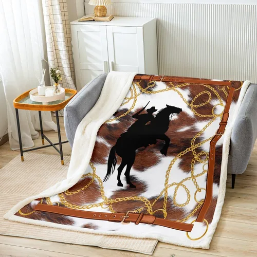 Miniatura 9 de Manfei Manta de aventura rústica para sofá, ciervo, oso, lobo, retazos, decoración de habitación de niños, manta de forro polar suave y transpirable