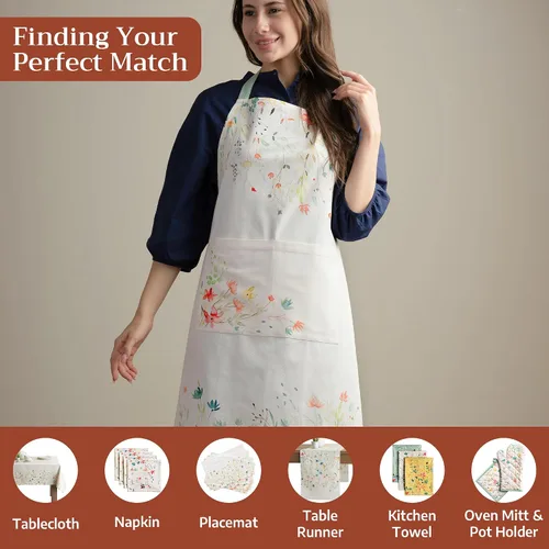 Miniatura 4 de Maison d' Hermine Delantal 100% de algodón para mujeres con bolsillo de cocina delantal de chef para hombres para cocinar primavera verano 001