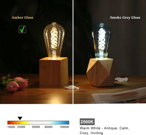 Miniatura 4 de ST19/ST58 Bombilla LED Edison vintage, 4.5 W, blanco cálido 2500 K, bombilla de filamento LED espiral flexible de vidrio ámbar, 450 lm, regulable