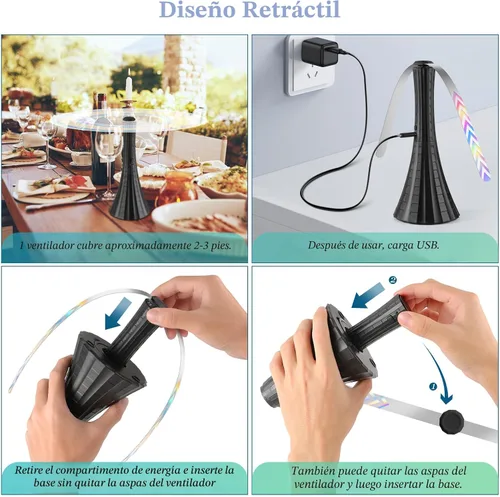Miniatura 5 de Ventiladores antimoscas Adawook para mesas recargables, ventilador de moscas para mantener alejadas las moscas con cuchillas suaves, ventiladores