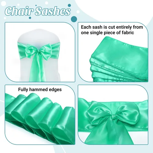Miniatura 126 de mds - Lote de 10 lazos de satén para sillas de boda y eventos, para decoración de fiestas, 30 colores, Satin, 10 Verde oliva