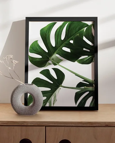 Miniatura 5 de HAUS AND HUES Pintura de hojas tropicales, impresión de hojas verdes, arte botánico moderno para pared y decoración de plantas, marco beige de 12 x