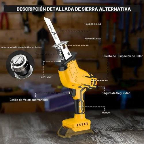 Miniatura 6 de Sierra recíproca inalámbrica para batería Dewalt de 20V, sierras recíprocas con motor de escobillas de 150W, velocidad variable de 0-3500 SPM, kit