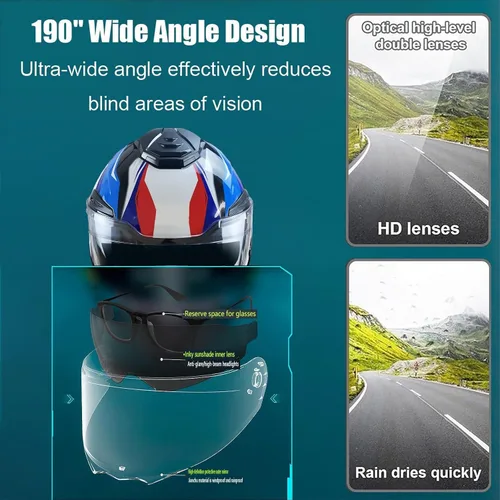 Miniatura 5 de Casco modular de motocicleta Bluetooth con doble visera antivaho multiventilación, diseño de cara completa, certificado ECE 22.06, forro extraíble G