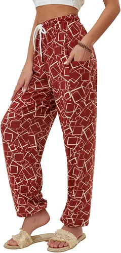 Miniatura 10 de QIANXIZHAN - Pantalones harem para mujer, pantalones palazzo hippie, joggers bohemios con bolsillos, ropa de yoga