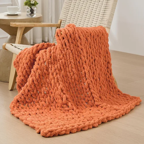 Miniatura 47 de Bigacogo Manta de punto grueso para sofá, 51 x 63 pulgadas, 100% tejida a mano con hilo de felpilla grueso jumbo, acogedoras y suaves mantas grandes
