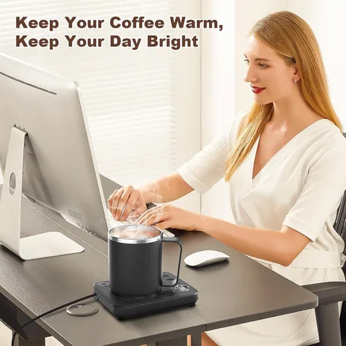 Miniatura 4 de Calentador de Taza de Café y Juego de Taza para Escritorio, Calentador Eléctrico de Taza de Café con Taza Calentada de 16oz, Calentador de Café