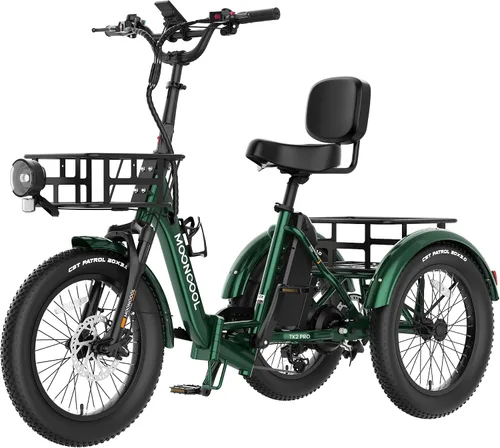 Miniatura 26 de MOONCOOL Foldable Electric Tricycle for Adults, 20" Aluminum Etrike Fat Tire, Rated 500W 48V 15Ah Rear Differential, Front Suspension, 15.5MPH